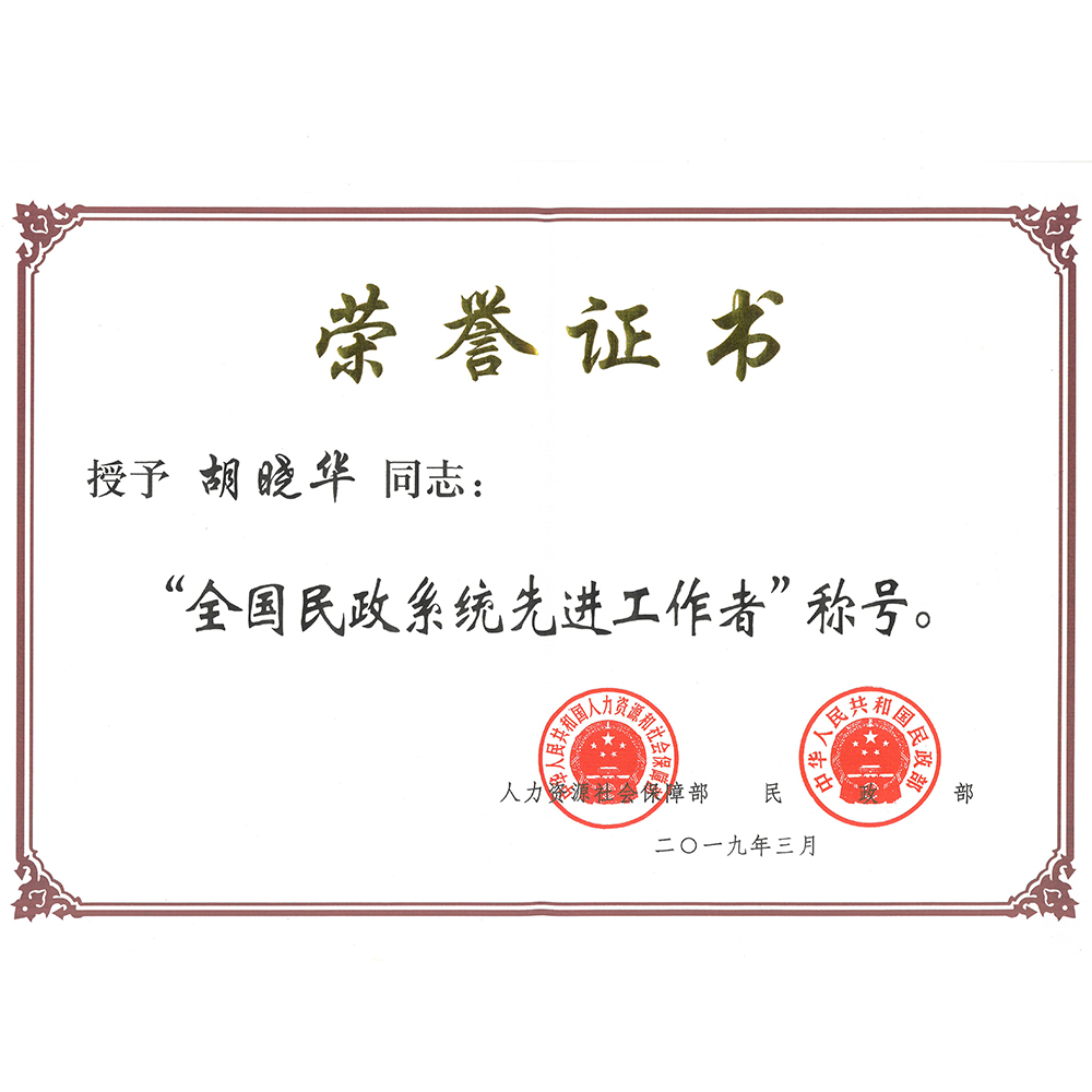 胡晓华全国民政先进工作者